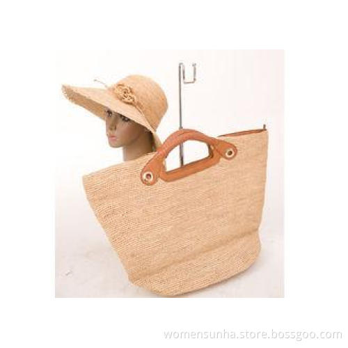 Beige Spring Raffia Beach Bag / Customized Color Raffia Han